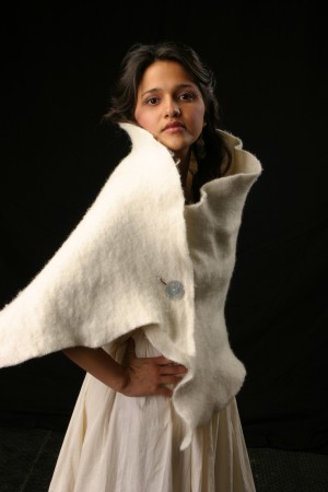 Hand felted Wool Sheep Shrug made by Annie Taylor